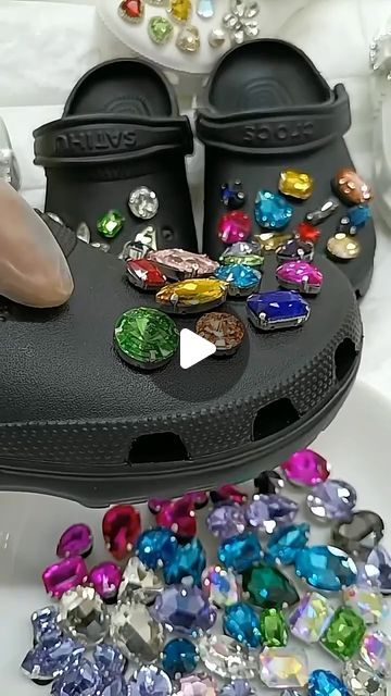 SFH on Instagram: "Personalised Crocs accessories diamonds rhinestone purple green random colorful pieces many colors available crocs charms croc shoe decoration colorful crocs charms trendy charms#trendycharms#shoes#crocswomen #shoesoftheday #trendingreels #wedges #footwear#crocsdecoration#crocsoftheday#shoesaddict #shoeslover #heighteningshoes #croccharms" Crocs Accessories, Crocs Charms, Shoe Decoration, Croc Charms, Decorated Shoes, Crocs Shoes, Purple Green, Decorative Accessories, Wedges