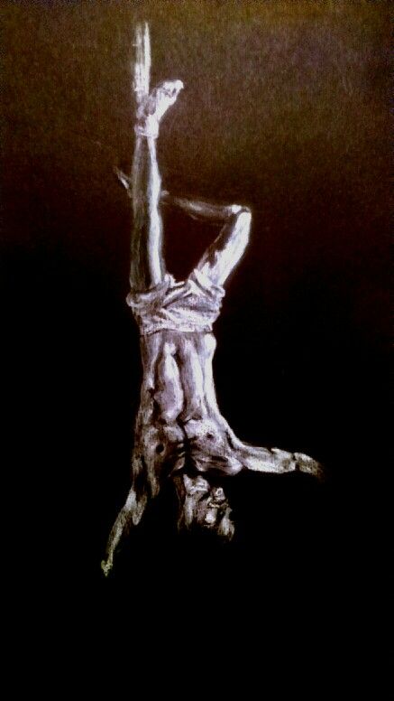 drawing of the reverse hanging man Hanging Upside Down Drawing Reference, Man Hanging Upside Down, Person Hanging Upside Down, Ken Rock, Sun Ken Rock, Hanged Man, Hanging Upside Down, The Hanged Man, Hand Pictures