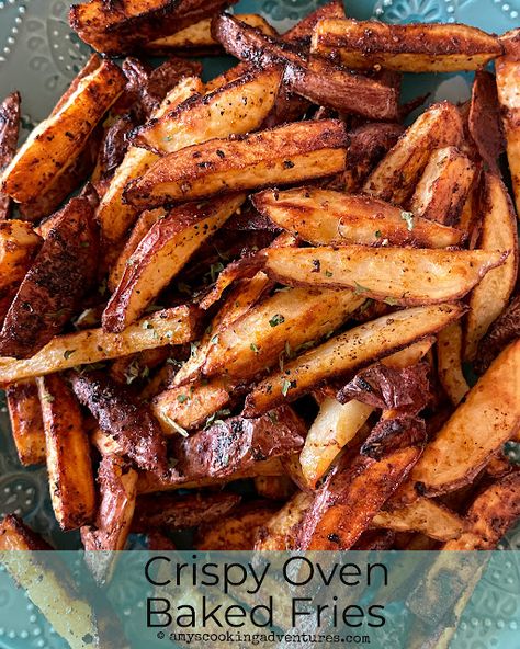 Crispy Oven Baked Fries Crispy Oven Baked French Fries, Baked Steak Fries, Red Potato Fries Baked, Oven Fried Potatoes Baking Sheet, Popeyes Fries, Fried Red Potatoes, Oven Baked Steak, Potato Fries Baked, Oven Fried Potatoes