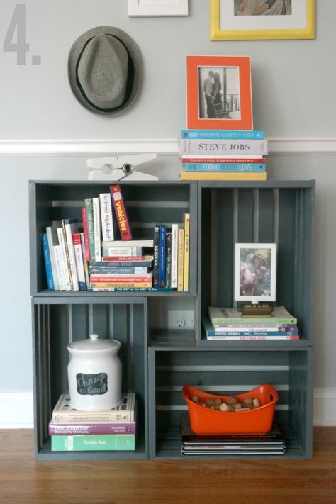 crates $10 at home depot, just paint and stack how you want.Milk crate furniture ideas Milk Crates Diy, Diy Bookshelf Plans, Milk Crate Furniture, Crate Crafts, Crate Bookshelf, Bookshelf Plans, Crate Diy, Crate Shelves, Crate Ideas