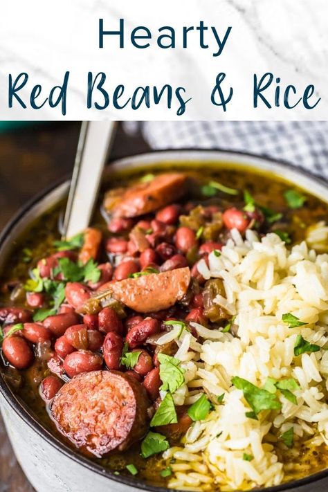 This is the best red beans and rice recipe! Rich, hearty and flavorful with tender beans and smoky sausage. It's the perfect comfort food in one bowl! #redbeansandrice #redbeans #beansandrice #comfortfood #Louisianarecipe Best Red Beans And Rice, Red Beans And Rice Recipe, Southern Foods, Red Beans N Rice Recipe, Red Beans And Rice, Beans And Rice, Louisiana Recipes, Protein Diet, Vegan Mexican