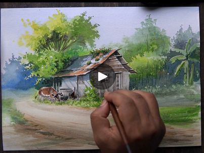 Watercolour landscape painting | Watercolour landscape painting | Village scenery 
#watercolour #painting #art #scenery #paintings #watercolor | By PaintingsFacebook Watercolor Art Landscape Village, Village Watercolor Painting, Village Watercolor, Watercolour Landscape Painting, Village Scenery, Landscape Painting Watercolor, Art Scenery, Watercolor Art Landscape, Watercolour Landscape