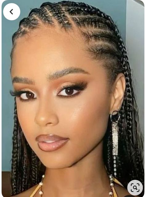 Goddess Braids Cornrows Ghana, Multiple Cornrow Hairstyles, Fulani Braid Hairstyles For Black Women, Box Braids With Cornrows On The Side, Cornrows Extensions Braids, Simple Braids Black Women, Birthday Protective Hairstyles, Cornrow Fulani Braids, Cornrows To Braids