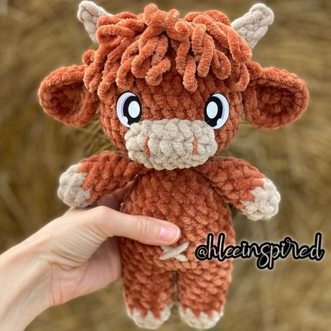 Cody Cow Low Sew Plushie Stuffed Animal Pattern ONLY / Crochet Cow Pattern / Highland / Hereford / Bull Crochet toys free patterns easy #crochettoysfreepatternseasy #crochet #crochettoy #crochetpattern #crochetpatterns 4.450 Crochet Long Horn Cow, Crochet Cow Stuffed Animal, Crochet Brown Cow, Longhorn Crochet Pattern Free, Amigurumi Highland Cow Free Pattern, Hiland Cow Crochet Pattern, Fuzzy Cow Crochet, Highland Cow Amigurumi Free Pattern, Crochet Cow Pillow