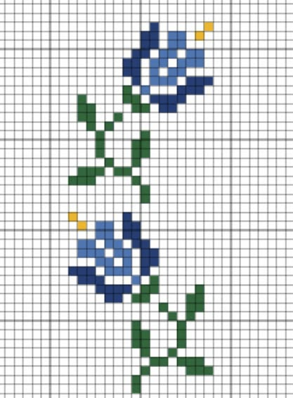 blue flowers cross stitch Vine Cross Stitch Pattern, Cross Stitch Vine Border, Cross Stitch Flower Border Circle, How To Do Cross Stitch Embroidery, Easy Flower Cross Stitch Pattern, Cross Stitch Border, Embroidery Blue, Cross Stitch Border Pattern, Tiny Cross Stitch