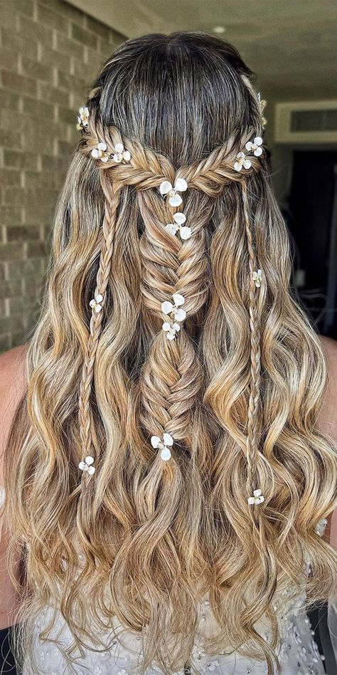 Cute Prom Hairstyles, Simple Prom Hair, Wedding Hairstyles Bride, Hoco Hairstyles, Dance Hairstyles, Best Wedding Hairstyles, Prom Hairstyles For Long Hair, Wedding Hairstyles Half Up Half Down, Wedding Hair Down