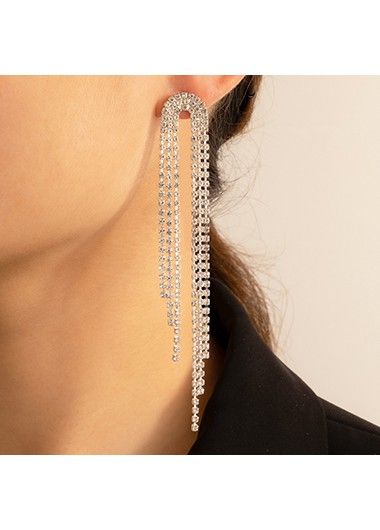 Paparazzi Accessories Jewelry, Fringe Earring, Long Tassel Earrings, Chiffon Overlay, Party Earrings, Paparazzi Accessories, White Rhinestone, Affordable Jewelry, Paparazzi Jewelry