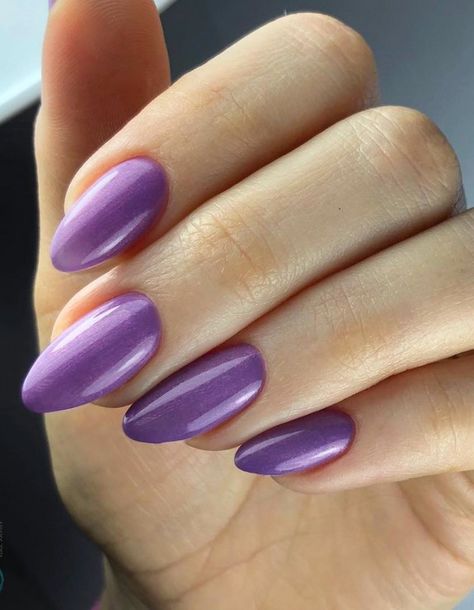 Nails Purple Almond, Acrylic Nails Purple, Polished Nails, Nails Purple, Gel Overlay, Acrylic Gel, Dream Nails, Purple Nails, Almond Nails