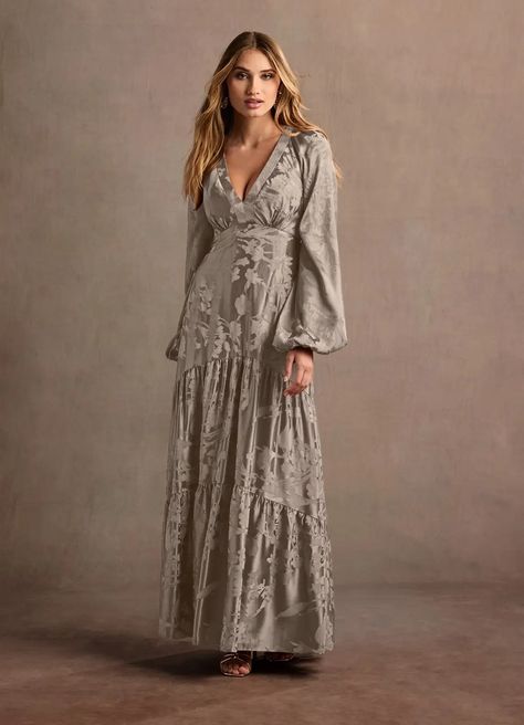 Melissa Coco Long Sleeve Maxi Dress | Azazie Family Photo Dresses For Mom, Atelier Dress, Ethereal Style, Dresses For Pregnant Women, Graduation Funny, Mob Dresses, Beautiful Dresses For Women, Aline Dress, Family Pics