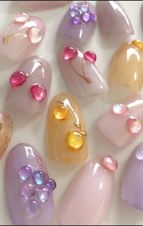 May Nail Art, Asian Nails, Fantasy Nails, Print Nails, Really Cute Nails, Pretty Gel Nails, Cute Gel Nails, Jelly Nails, Ideas Nails