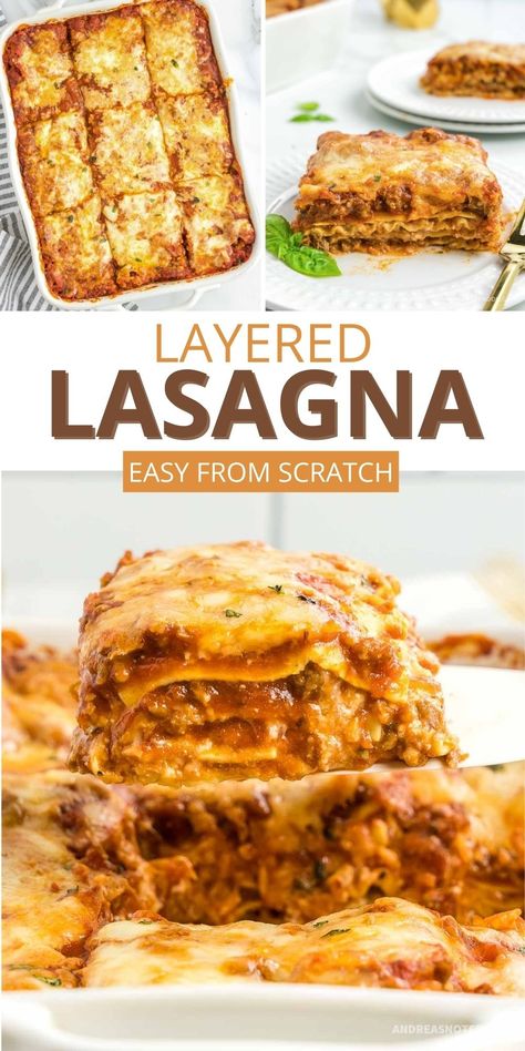 Delicious lasagna recipe layered with homemade Italian sausage lasagna sauce, ricotta cheese mixture, mozzarella cheese and lasagna noodles. Make a delicious cheesy lasagna with mildly spicy Italian sausage. This homemade lasagna sauce is 100% better than using jarred marinara sauce because the texture is better and it has so much more flavor. This will be the only layered lasagna recipe you need! Homemade Lasagna Sauce, Layered Lasagna, Lasagna With Cottage Cheese, Homemade Italian Sausage, Italian Sausage Lasagna, Cheesy Lasagna, Delicious Lasagna, Sausage Lasagna, Tortellini Bake