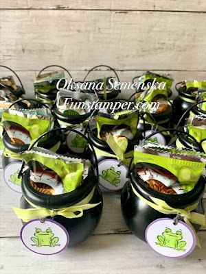 Fun Stamper - Oksana Semenska: Best Witches Card and Cauldron Favors Mini Cauldron Favors, Witch Party Favors For Adults, Cauldron Favors, Mini Cauldron Ideas, Halloween Wedding Favors, Baby Shower Favors Diy, Chocolate Crafts, Witch Party, Party Favors For Adults