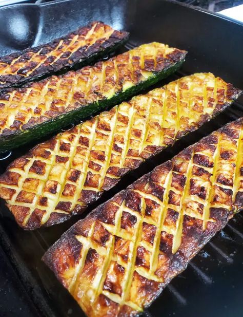 Viral Scored Zucchini - Women of Today Tik Tok Zucchini, Tasty Zucchini Recipes, Ribbon Zucchini Recipes, Zucchini Appetizers For Party, Scored Zucchini Recipes, Scored Zucchini, Pan Seared Zucchini, Smoked Zucchini, Charred Zucchini