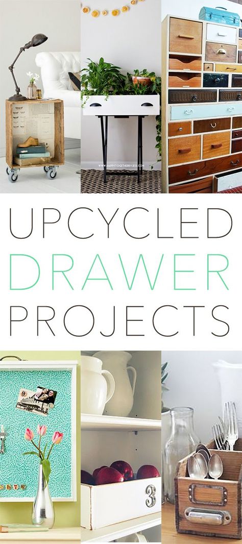 Inspirational Farmhouse Upcycled Drawer Ideas & DIYS. These creations will add charm and a touch of Farmhouse to your home.  Simple to make and so budget friendly!  #UpcycledDrawers #Upcycle #Upcycled #Drawers #UpcycledDrawerDIY #UpcycledDrawerSideTable #UpcycledDrawerPlanter #DIYDrawer #DIY #Farmhouse #FarmhouseDIYS Recycle Drawers Projects, Decorating With Drawers, Upcycling Drawers Ideas, Drawer Projects, Drawers Repurposed, Wine Crates, Upcycled Furniture Diy, Cottage Market, Diy Drawers