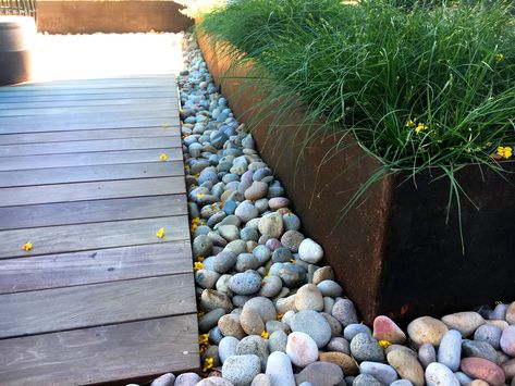 Landscaping With River Rock & Pebble | Southwest Boulder & Stone Landscaping With River Rock, Sidewalk Landscaping, Pebble Landscaping, River Pebbles, River Rock Landscaping, Rock And Pebbles, House On The Rock, Florida House, River Rock