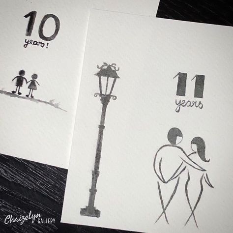 Happy 11th wedding anniversary! It’s a challenge to think about what to draw for this year but after several sketching I made this card for my hubby #happyanniversary #weddinganniversary #lovejourney #watercolor #chrizelyngallery #handmadewithlove #handmadecards Anniversary Drawings For Parents, Anniversary Drawings For Him, Anniversary Drawings, 11th Wedding Anniversary Gift, Drawings For Him, Anniversary Crafts, 11th Wedding Anniversary, Holiday Card Ideas, Parents Anniversary