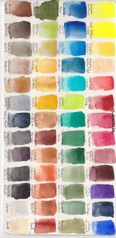 Watercolor Sample Chart, Colour Swatches Sketchbook, Gouache Swatches, Painting Swatches, Paint Swatch Art, Colour Swatches, Nature Watercolor, Colour Chart, Watercolor Art Lessons