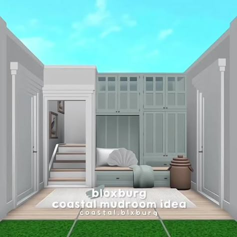 #bloxburghack | TikTok Bloxburg Volleyball Court, Coastal House Bloxburg Exterior, Bloxburg Sauna, Bloxburg House Ideas Backyard, Bloxburg House Entrance Ideas, Bloxburg Garage Ideas, Bloxburg Build Hacks, Bloxburg House Plans, Summer Bloxburg House