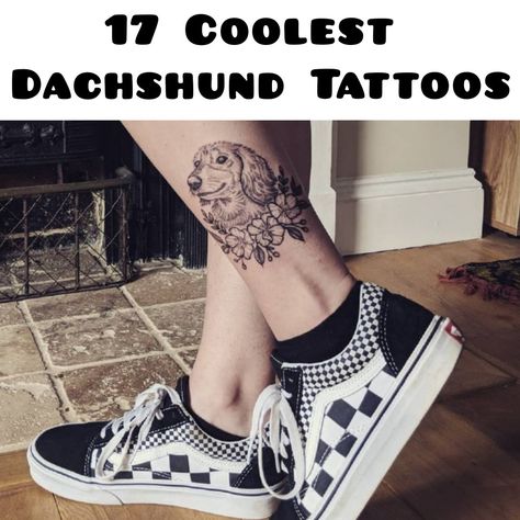 Dachshunds are bred with three coat varieties: smooth, long, and wire-haired, and come in two sizes: standard and miniature. Doxie Tattoo, Dachshund Tattoos, Dachshund Tattoo, Bright Tattoos, Dachshund Art, Long Haired Dachshund, Line Art Tattoos, Dachshund Lovers, Face Tattoo