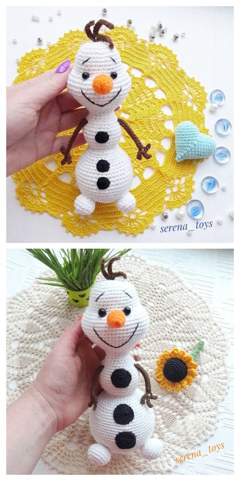 Amigurumi Olaf the Snowman Free Crochet Patterns - DIY Magazine Frozen Crochet Patterns, Olaf Crochet Pattern Free, Crochet Frozen Patterns, Crochet Olaf, Disney Crochet Patterns, Christmas Crochet Patterns Free, Crochet Toys Free, Crochet Snowman, Crochet Disney