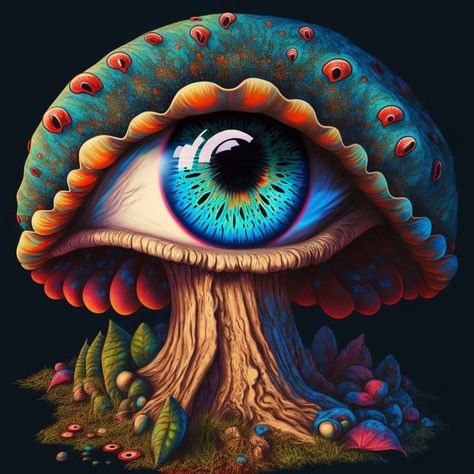 Demonic Signs, Crazy Mushrooms, Poison Mushroom, Clay Mushrooms, Mushroom Painting, Mushroom Tattoo, Mushroom Paint, Eyeball Art, Mushroom Pictures