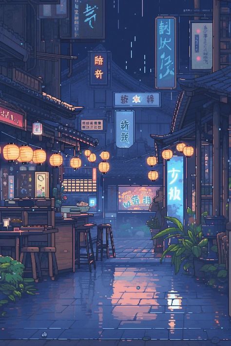 Wallpaper Pixel, Background Pixel, Chill Wallpaper, Tipografi 3d, Pixel Art Landscape, Pixel Art Background, Anime City, Arte 8 Bits, Japan Aesthetic