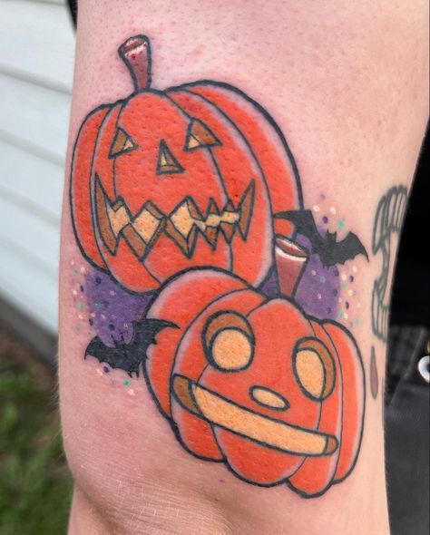 Spoopy/ Spooky halloween pumpkins by Brittany Sue Tattoo/Brittany Harp Pumpkin Tattoos, Fall Tattoos, Pumpkin Mushroom, Brand New Tattoos, Mushroom Tattoo, Horror Tattoos, Pumpkin Tattoo, Autumn Tattoo, Mushroom Tattoos