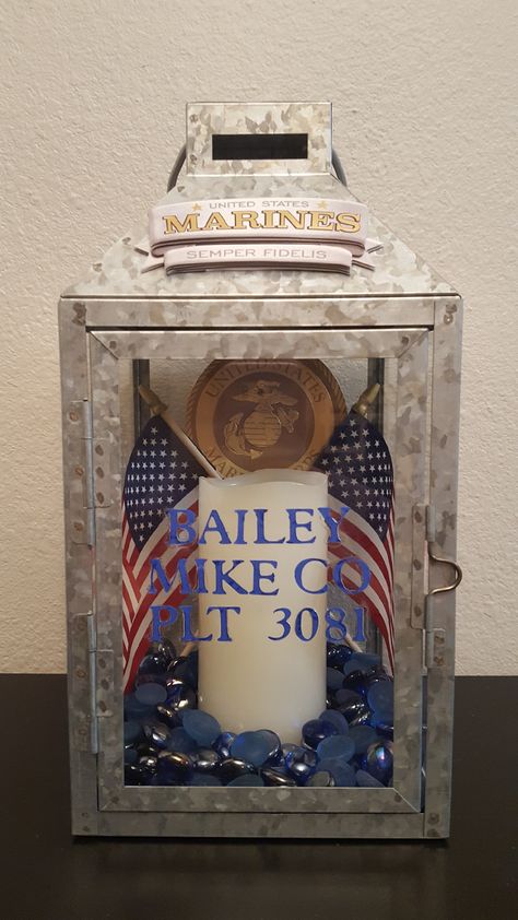 Crucible Lantern Crucible Table Ideas, Army Lantern Ideas, Crucible Lantern Marine Diy, Crucible Table Marine, Crucible Candle Marine Diy, Army Forge Lantern Ideas, Usmc Party Decorations, Crucible Marines, The Crucible Marines