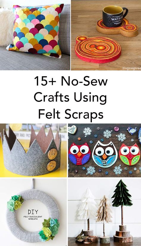 15+ No-Sew Crafts Using Felt Scraps Felt Squares Projects, Felt Gifts To Make, Felt Scraps What To Do With, No Sew Crafts For Kids, Felt Square Crafts Ideas, Crafts Using Felt, Felt Projects Adults, Felt Sheet Crafts Ideas, Projects With Felt