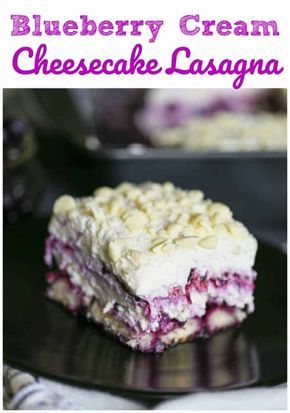 Blueberry Cream Cheesecake Lasagna Blueberry Lasagna, Cheesecake Lasagna, Lasagna Dessert, Lady Finger Cookies, Mousse Filling, Cream Cheesecake, Cheesecake Mousse, Blueberry Desserts, Layered Desserts