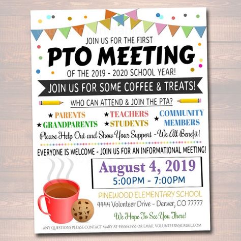 SAVE 40% Editable PTO PTA Forms Meeting Flyer Volunteer | Etsy Pta Organization, Pta Newsletter, Pto Meeting, School Fundraising Events, Pta Membership, Pta Meeting, School Volunteer, School Pto, Template Text