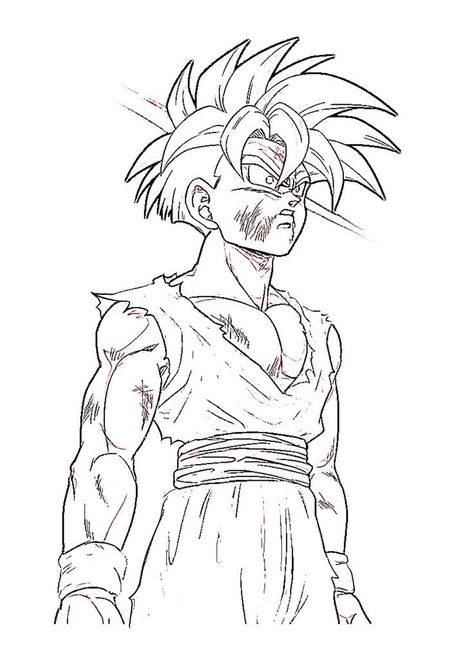 Gohan Drawing Sketch, Dbz Lineart, Gohan Tattoo Ideas, Dragon Ball Z Tattoo Ideas, Dragon Ball Tattoo Ideas, Gohan Drawing, Dragon Ball Drawing, Dragonball Drawing, Dragonball Tattoo