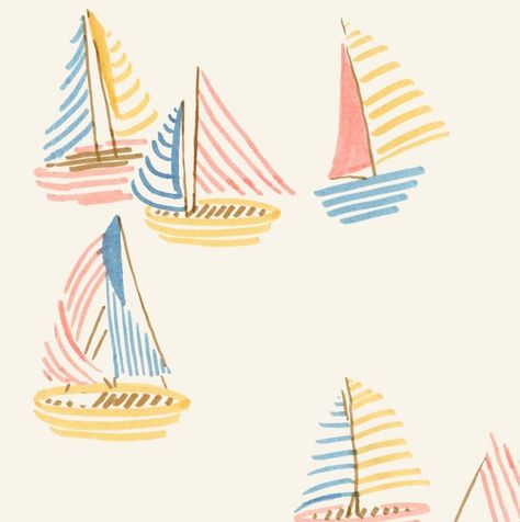 Stripe Illustration, Ship Doodle, Sailboat Illustration, Nautical Scrapbook, Neutral Nautical, Sailboat Watercolor, Nautical Illustration, Sailboat Drawing, Nautical Decor Bedroom