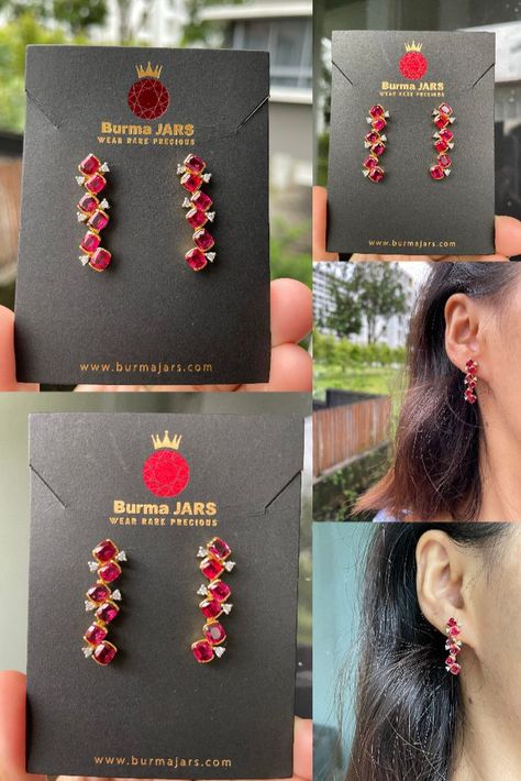 Spinel Earrings, Craft Earrings, Spinel Jewelry, Red Spinel, Neon Red, Gold Designs, Burmese, Gold Design, Stone Earrings