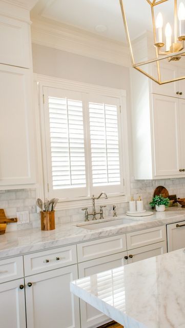 Kinsey Walsh on Instagram: "✨Question: what is your backsplash?✨ We went with 3x6 marble subway tile for a clean and classic look. I wanted our kitchen to look timeless and took a chance with the marble. I was worried because of the marble maintenance horror stories, but honestly it’s been great! We haven’t had any problems at all so far! 💕 To shop my kitchen tap the link in my bio (kinseywalsh.com/instagramlinks) -> Shop Instagram FAQS: 🔹 Countertops were sold to me as a quartzite, but I’m Marble Subway Tile Backsplash Kitchen, Marble Subway Tile, Marble Subway Tile Backsplash, Taj Mahal Quartzite Countertops With Subway Tile Backsplash, Carrara Tile Backsplash, Farmhouse Cottage Kitchen, Subway Tile Backsplash Kitchen, Marble Subway Tiles, Subway Tile Kitchen