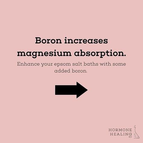 Amanda, Womens’s Health RD on Instagram: "Boron increases the amount of magnesium we absorb. Magnesium is essential for over 3,000 reactions in the body. It's a powerful mineral, but so if boron. If you listened to this week's Are You Menstrual? podcast episode, you know why! You can get the benefits of both by combining them for a relaxing bath or foot soak. Typically, you want 2 cups of magnesium chloride or epsom salt for a bath or 1 cup for a foot soak. When it comes to boron, starting w Boron Benefits For Women, Boron Benefits, Epsom Salt Bath, Magnesium Chloride, Foot Soak, Trace Minerals, Relaxing Bath, Epsom Salt, 2 Cups