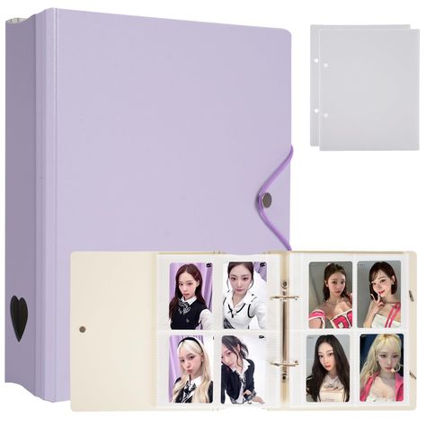 PRICES MAY VARY. Keep your photocard collection organized and secure with the CeyiJun Minimalist Photocard Binder. This A4-sized binder comes with 25 high-quality inner refills, each containing 4 pockets, giving you a total of 100 pockets to store your photocard collection. The binder is made from durable materials that will keep your collection safe from damage, and the acid-free pages will help to prevent your cards from fading or discoloring over time. The minimalist design of the binder is p Purple Bookshelf, Purple Cartoon Characters, Photocard Collection, Photocard Binder, Kpop Room, Book Sleeve, 4 Photos, Photo Styling, Ring Binder