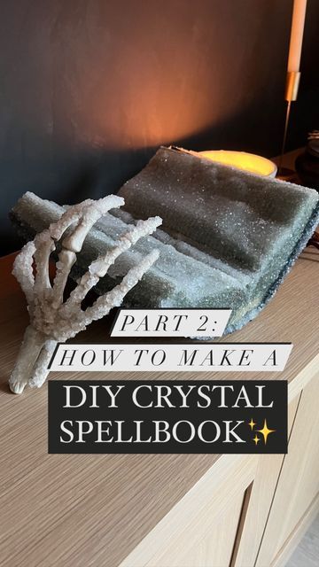 LAUREN BURKE | DIY + Design on Instagram: "✨How to make a crystal spellbook!✨ You guys this could not be easier! Make sure you use enough Borax or it won’t work! Keep adding it until no more will dissolve. The more water you have the more borax you need. SCIENCE IS SO FREAKING COOL!!! Happy crystallizing! #scienceiscool #crystals #boraxcrystals #borax #halloweendecor #diyhalloween #crystallized #spellbook #fundecor #magic #science #crystallove #crystalvibes" Borax Crystal Book Diy, Borax Crystal Flowers, Borax Book, Crystallized Books, Diy Crystalized Book, Making Crystals, Borax Crystal Halloween, How To Crystallize Books, How To Crystallize A Book