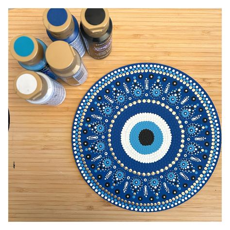 Happy Wednesday !! A new 20cm mandala from the Blue eye collection.. need to add some details and varnish ! 🧿☀️🌸 #dot #dotmandalasart #dotpaintings #newday #acrylicpainting #mindfulness #mindset #pointillism #pointillisme #pointillismedrawing #mandala #art #newproject #monday #decoart #peaceful #mindfulness #stone #artstone #marquepage #madeinfrance #evileye #protection #blue Evil Eye Mandala, Eye Mandala, Dot Mandala, Using Acrylic Paint, Blue Eye, Dot Art, Happy Wednesday, Room Paint, Dot Painting