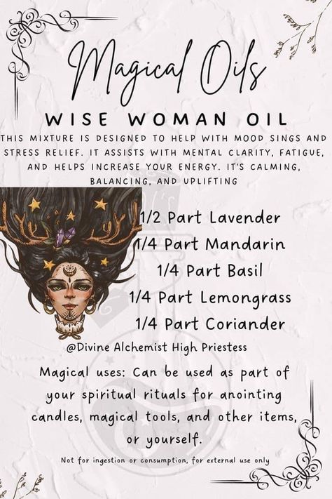 Magical Oils, Magick Oil, Magic Oil, Goddess Spirituality, Goddess Magick, Essential Oil Perfumes Recipes, Magic Dust, Green Witchcraft, Essential Oil Diffuser Blends Recipes