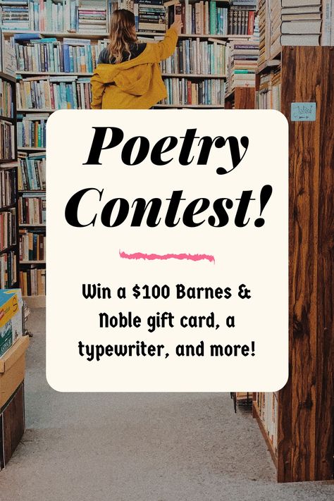 January Poetry, Poetry Contest, Win 100, 100 Gift, Card A, Typewriter, Self Discovery, Good Luck, To Win