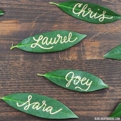 DIY Leaf Name Tags | Thanksgiving Table Setting | Vicky Barone Leaf Name Tags, Name Tags Ideas, Thanksgiving Name Cards, Leaves Name, Diy Leaf, Tags Ideas, Resident Assistant, Diy Leaves, Thanksgiving Inspiration