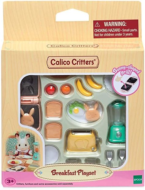 Critters 3, Calico Critters Families, Doll House Furniture, Hot Sandwich, Fruit Bread, Breakfast Set, Fried Eggs, Breakfast Plate, Bakery Business