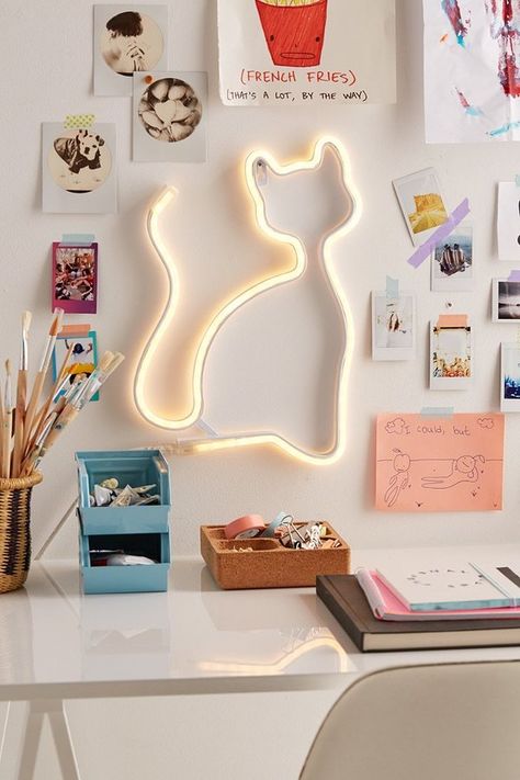 LED Cat Light Urban Outfitters Lights, Cat Light, Cat Room, Cat Decor, A Desk, Crazy Cat Lady, 인테리어 디자인, Neon Lighting, Crazy Cats