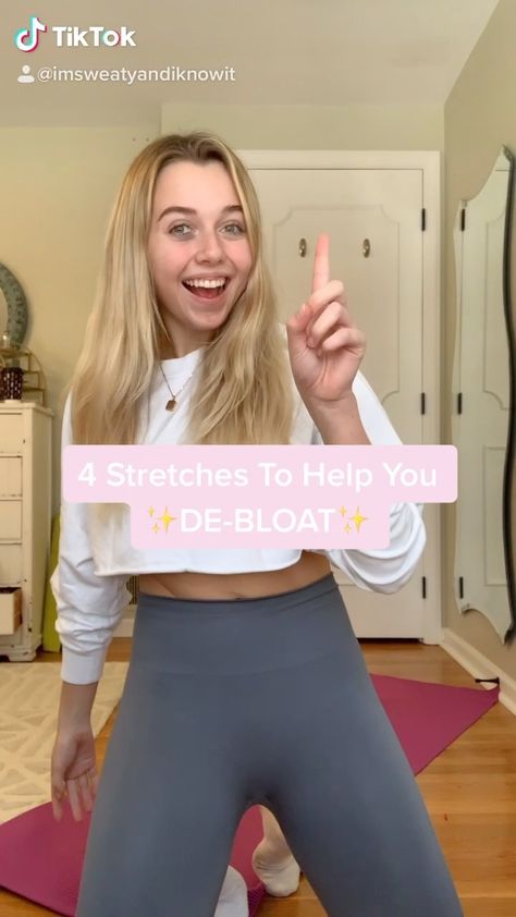 Stretch For Bloat, Yoga Poses For Bloated Belly, De Bloat Exercise, How To De Bloat Your Stomach, How To Debloat Quickly, Outfits For Bloated Tummy, Debloat Overnight, How To Debloat, Bloated All The Time