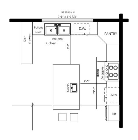 Kitchen Layout Example Island Kitchen Layout, Types Of Kitchen Layouts, Island Kitchen Design, Types Of Kitchen, Kitchen Layouts, Kitchen Layout Plans, Office Layout, Island Kitchen, Plan Ideas