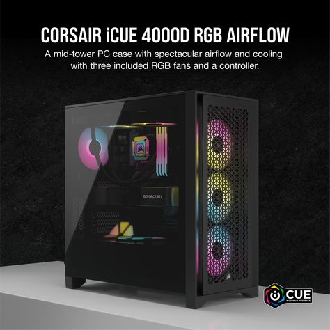 Corsair 4000d Airflow, Corsair 4000d, Autumn Drives, Pc Cases, Panel Siding, Steel Frame, Tempered Glass, Graphic Card, Room Design