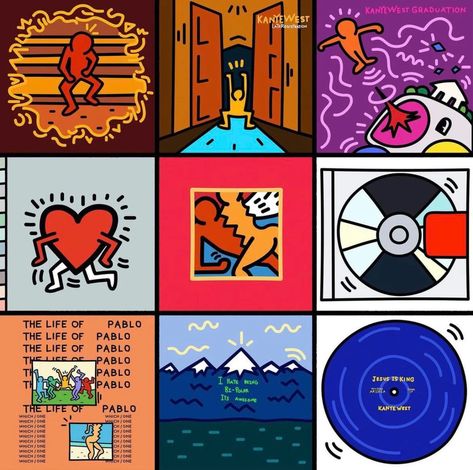 Keith Haring Style, Kanye West Albums, Kanye West Wallpaper, Keith Haring Art, Haring Art, Art Coquillage, West Art, Hip Hop Art, Picture Collage Wall