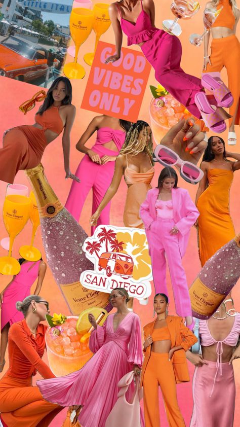 #myfirstshuffle #pinkoutfitinspo #orangeoutfotinspo #bacheloretteparty #bachelorettetheme Sunset Theme Party Outfit, Lets Get Spritzed Bachelorette, Pink Orange Yellow Bachelorette Outfits, Bright Bachelorette Party Outfits, Sunrise Bachelorette Theme, Orange Outfits Aesthetic, Sunset Bachelorette Theme, Outfit Theme Ideas, Sunset Theme Party