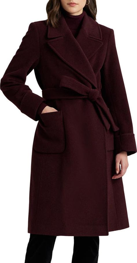 Lauren Ralph Lauren Wool Blend Wrap Coat | Nordstrom